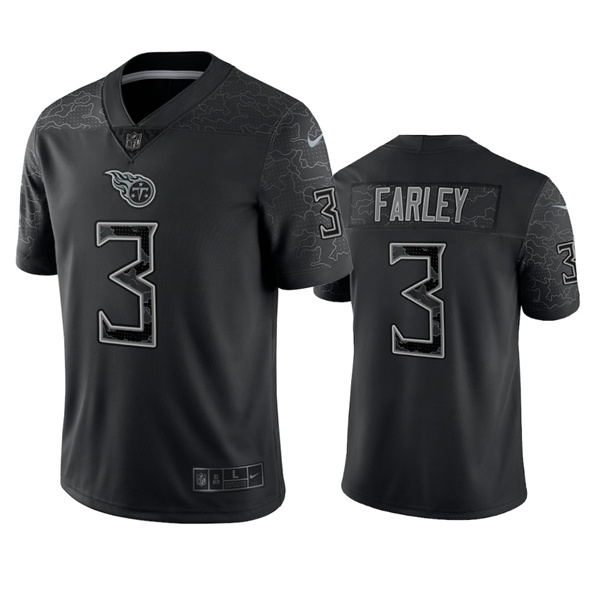 Men's Tennessee Titans #3 Caleb Farley Black Reflective Limited Stitched Football Jersey